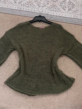 Edikted Olive Green Crewneck Knit Sweater